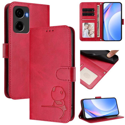 Litter Panda Embossing RFID Leather Phone Case with Lanyard, For Cricket Icon Plus 2026, For Cricket Magic 2 5G, For Cricket Debut S3, For Cricket Icon 6, For Cricket Outlast 5G 2024