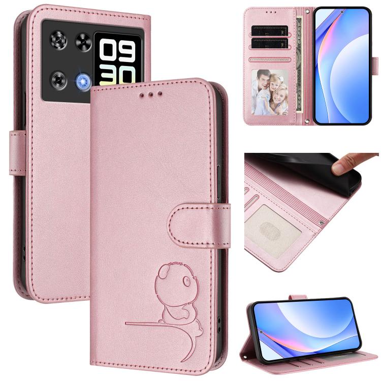 Litter Panda Embossing RFID Leather Phone Case with Lanyard, For Cubot A40, For Cubot P90, For Cubot A30, For Cubot A20, For Cubot Max 5, For Cubot A10, For Cubot Note 40, For Cubot P50