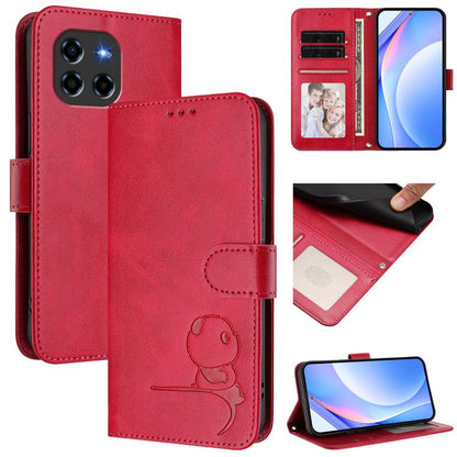 Litter Panda Embossing RFID Leather Phone Case with Lanyard, For Doogee Note 59 / Note 59 Pro, For Doogee Note 58 / Note 58 Pro, For Doogee Blade GT, For Doogee N55 / N55 Plus