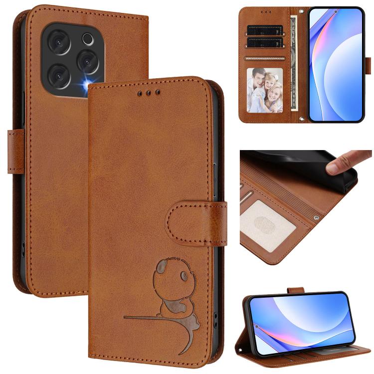 Litter Panda Embossing RFID Leather Phone Case with Lanyard, For Doogee Note 59 / Note 59 Pro, For Doogee Note 58 / Note 58 Pro, For Doogee Blade GT, For Doogee N55 / N55 Plus