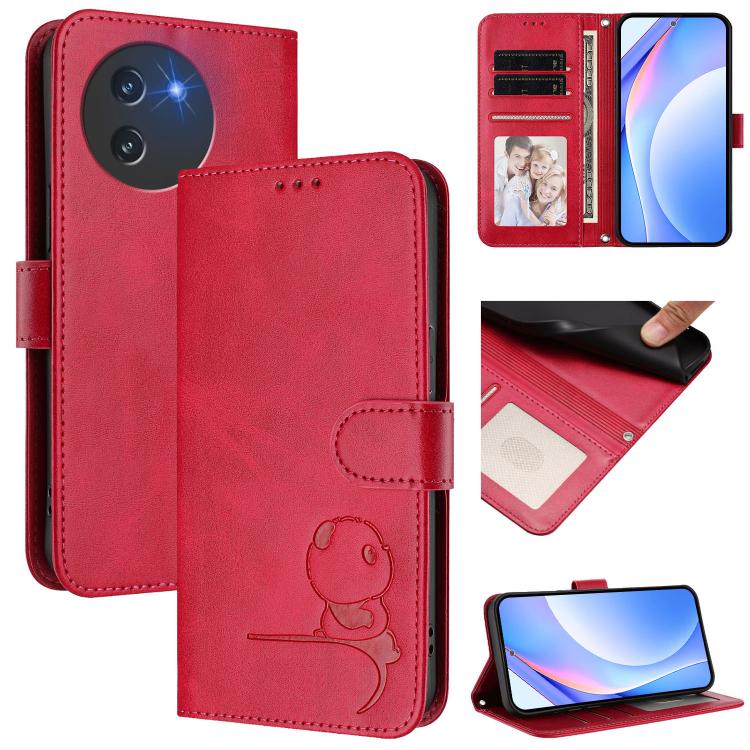 Litter Panda Embossing RFID Leather Phone Case with Lanyard, For Doogee Note 59 / Note 59 Pro, For Doogee Note 58 / Note 58 Pro, For Doogee Blade GT, For Doogee N55 / N55 Plus
