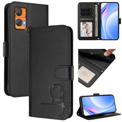 Litter Panda Embossing RFID Leather Phone Case with Lanyard, For Oukitel C59 / C59 Pro, For Oukitel C58 / C58 Pro, For Oukitel C57S / C57 Pro / C57 / BLU J12, For Oukitel C53, For Oukitel C50, For Oukitel C37, For Oukitel C51, For Oukitel C38          ...
