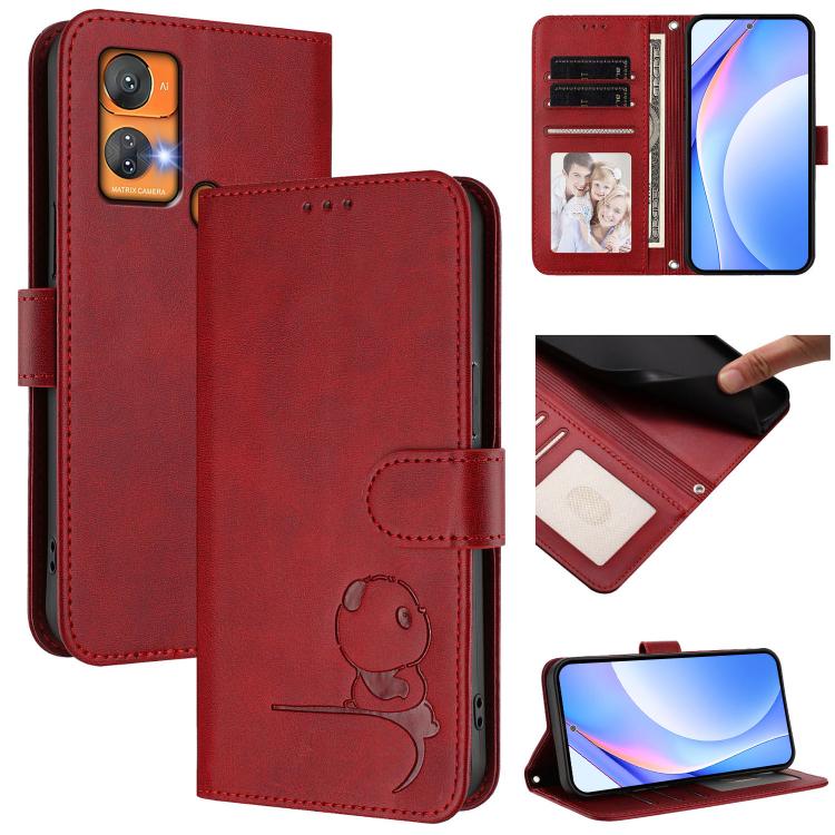 Litter Panda Embossing RFID Leather Phone Case with Lanyard, For Oukitel C59 / C59 Pro, For Oukitel C58 / C58 Pro, For Oukitel C57S / C57 Pro / C57 / BLU J12, For Oukitel C53, For Oukitel C50, For Oukitel C37, For Oukitel C51, For Oukitel C38          ...