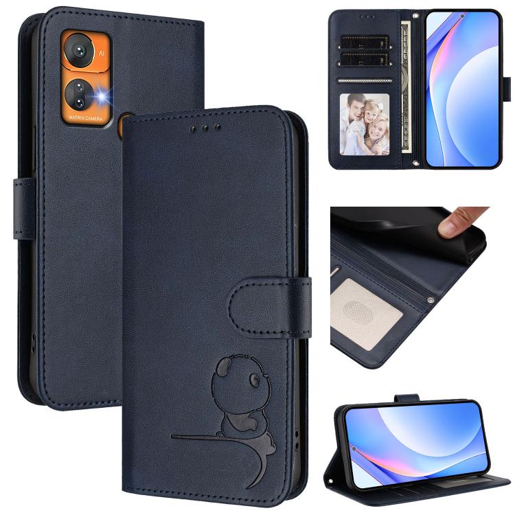 Litter Panda Embossing RFID Leather Phone Case with Lanyard, For Oukitel C59 / C59 Pro, For Oukitel C58 / C58 Pro, For Oukitel C57S / C57 Pro / C57 / BLU J12, For Oukitel C53, For Oukitel C50, For Oukitel C37, For Oukitel C51, For Oukitel C38          ...