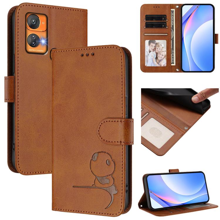 Litter Panda Embossing RFID Leather Phone Case with Lanyard, For Oukitel C59 / C59 Pro, For Oukitel C58 / C58 Pro, For Oukitel C57S / C57 Pro / C57 / BLU J12, For Oukitel C53, For Oukitel C50, For Oukitel C37, For Oukitel C51, For Oukitel C38          ...