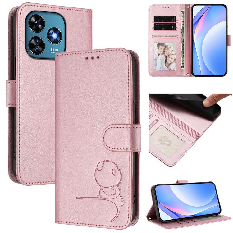 Litter Panda Embossing RFID Leather Phone Case with Lanyard, For Oukitel C59 / C59 Pro, For Oukitel C58 / C58 Pro, For Oukitel C57S / C57 Pro / C57 / BLU J12, For Oukitel C53, For Oukitel C50, For Oukitel C37, For Oukitel C51, For Oukitel C38          ...