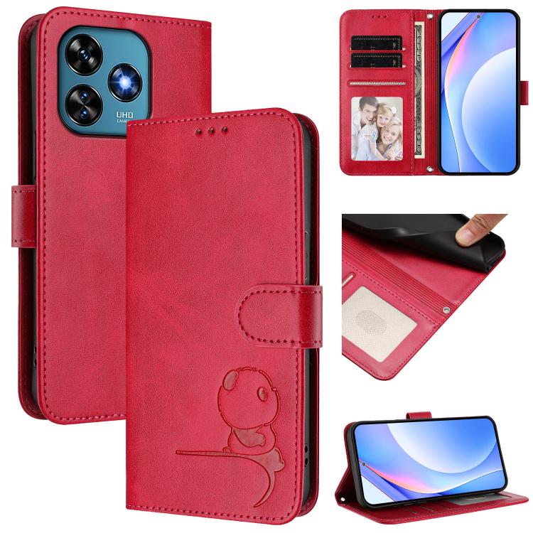 Litter Panda Embossing RFID Leather Phone Case with Lanyard, For Oukitel C59 / C59 Pro, For Oukitel C58 / C58 Pro, For Oukitel C57S / C57 Pro / C57 / BLU J12, For Oukitel C53, For Oukitel C50, For Oukitel C37, For Oukitel C51, For Oukitel C38          ...