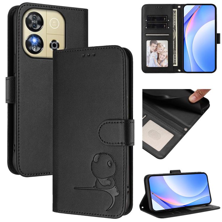 Litter Panda Embossing RFID Leather Phone Case with Lanyard, For Oukitel C59 / C59 Pro, For Oukitel C58 / C58 Pro, For Oukitel C57S / C57 Pro / C57 / BLU J12, For Oukitel C53, For Oukitel C50, For Oukitel C37, For Oukitel C51, For Oukitel C38          ...