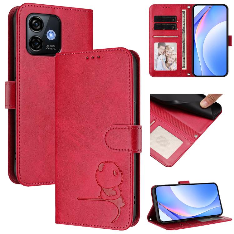 Litter Panda Embossing RFID Leather Phone Case with Lanyard, For Ulefone Note 21, For Ulefone Note 18 Ultra / 18 Pro, For Ulefone Note 20 Pro, For Ulefone Note 19, For Ulefone Note 17 Pro, For Ulefone Note 16 Pro, For Ulefone Note 14