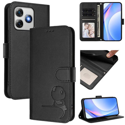 Litter Panda Embossing RFID Leather Phone Case with Lanyard, For Ulefone Note 21, For Ulefone Note 18 Ultra / 18 Pro, For Ulefone Note 20 Pro, For Ulefone Note 19, For Ulefone Note 17 Pro, For Ulefone Note 16 Pro, For Ulefone Note 14