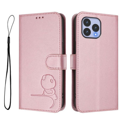 Litter Panda Embossing RFID Leather Phone Case with Lanyard, For Wiko T60 / Cubot P80, For Wiko T20
