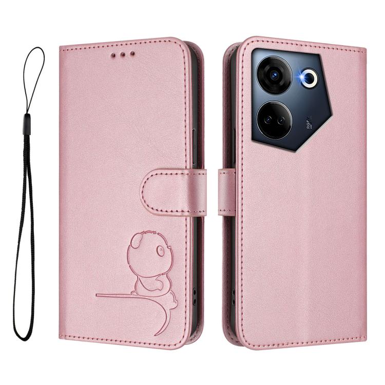 Litter Panda Embossing RFID Leather Phone Case with Lanyard, For Tecno Camon 20 / 20 Pro 4G, For Tecno Spark 10 5G, For Tecno Spark 10C / 10 4G, For Tecno Spark 10 Pro 4G / K17 4G, For Tecno Camon 19 / 19 Pro 5G, For Tecno Pova 4 Pro, For Tecno Pova 4 ...