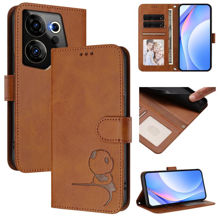Litter Panda Embossing RFID Leather Phone Case with Lanyard, For Tecno Spark 20 Pro 5G, For Tecno Pop 6C / itel A18, For Tecno Spark 10 Pro Magic, For Tecno Pova 6 4G, For Tecno Pova 6 5G / Pova 6 Pro 5G, For Tecno Camon 30 Pro 5G                      ...