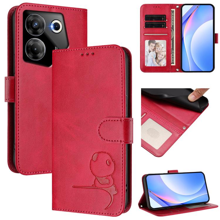 Litter Panda Embossing RFID Leather Phone Case with Lanyard, For Tecno Spark 20 Pro 5G, For Tecno Pop 6C / itel A18, For Tecno Spark 10 Pro Magic, For Tecno Pova 6 4G, For Tecno Pova 6 5G / Pova 6 Pro 5G, For Tecno Camon 30 Pro 5G                      ...