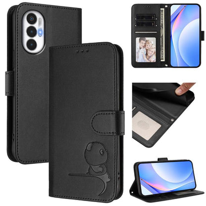 Litter Panda Embossing RFID Leather Phone Case with Lanyard, For Tecno Camon 20 / 20 Pro 4G, For Tecno Spark 10 5G, For Tecno Spark 10C / 10 4G, For Tecno Spark 10 Pro 4G / K17 4G, For Tecno Camon 19 / 19 Pro 5G, For Tecno Pova 4 Pro, For Tecno Pova 4 ...