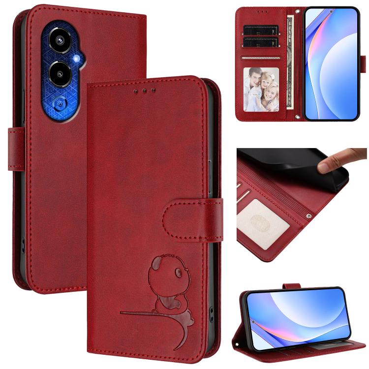 Litter Panda Embossing RFID Leather Phone Case with Lanyard, For Tecno Camon 20 / 20 Pro 4G, For Tecno Spark 10 5G, For Tecno Spark 10C / 10 4G, For Tecno Spark 10 Pro 4G / K17 4G, For Tecno Camon 19 / 19 Pro 5G, For Tecno Pova 4 Pro, For Tecno Pova 4 ...