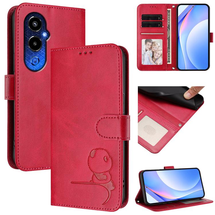 Litter Panda Embossing RFID Leather Phone Case with Lanyard, For Tecno Camon 20 / 20 Pro 4G, For Tecno Spark 10 5G, For Tecno Spark 10C / 10 4G, For Tecno Spark 10 Pro 4G / K17 4G, For Tecno Camon 19 / 19 Pro 5G, For Tecno Pova 4 Pro, For Tecno Pova 4 ...