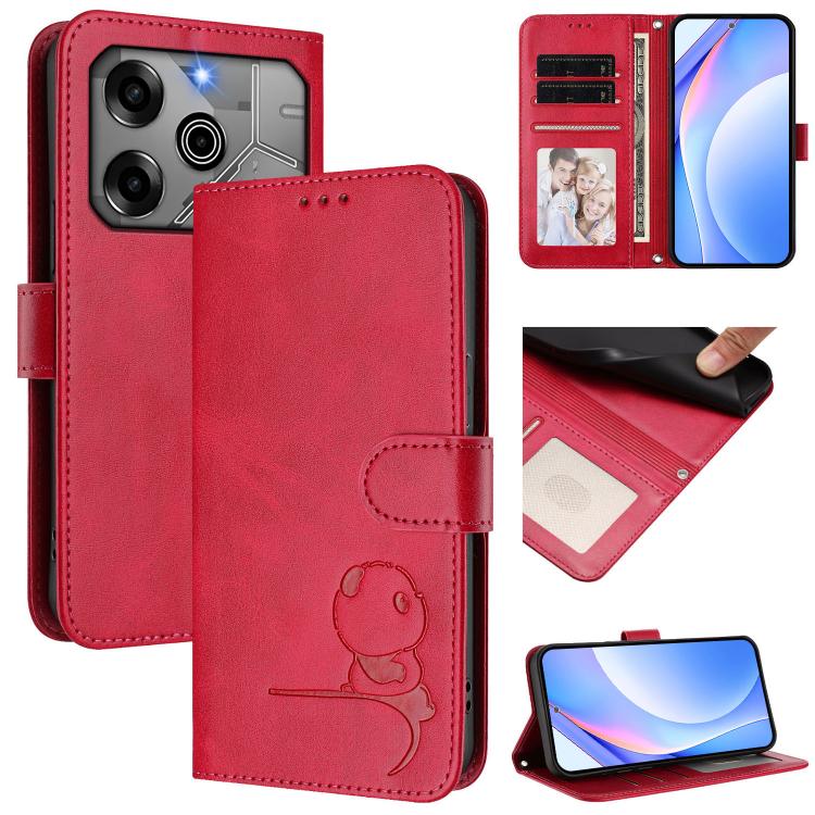 Litter Panda Embossing RFID Leather Phone Case with Lanyard, For Tecno Spark 20 Pro 5G, For Tecno Pop 6C / itel A18, For Tecno Spark 10 Pro Magic, For Tecno Pova 6 4G, For Tecno Pova 6 5G / Pova 6 Pro 5G, For Tecno Camon 30 Pro 5G                      ...