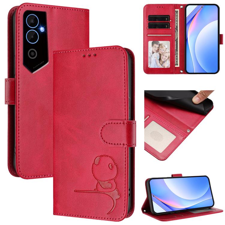 Litter Panda Embossing RFID Leather Phone Case with Lanyard, For Tecno Camon 20 / 20 Pro 4G, For Tecno Spark 10 5G, For Tecno Spark 10C / 10 4G, For Tecno Spark 10 Pro 4G / K17 4G, For Tecno Camon 19 / 19 Pro 5G, For Tecno Pova 4 Pro, For Tecno Pova 4 ...