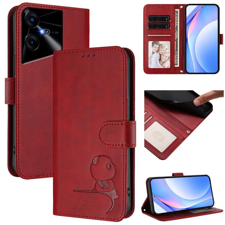 Litter Panda Embossing RFID Leather Phone Case with Lanyard, For Tecno Spark 20 Pro 5G, For Tecno Pop 6C / itel A18, For Tecno Spark 10 Pro Magic, For Tecno Pova 6 4G, For Tecno Pova 6 5G / Pova 6 Pro 5G, For Tecno Camon 30 Pro 5G                      ...