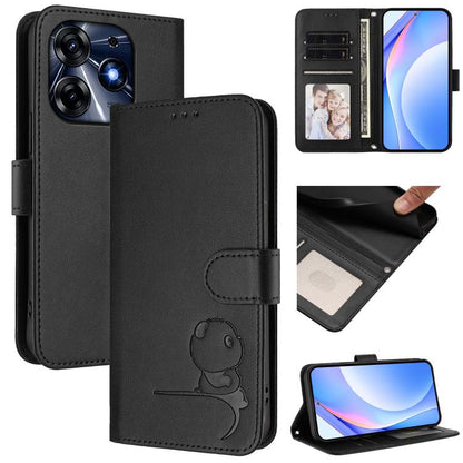 Litter Panda Embossing RFID Leather Phone Case with Lanyard, For Tecno Camon 20 / 20 Pro 4G, For Tecno Spark 10 5G, For Tecno Spark 10C / 10 4G, For Tecno Spark 10 Pro 4G / K17 4G, For Tecno Camon 19 / 19 Pro 5G, For Tecno Pova 4 Pro, For Tecno Pova 4 ...