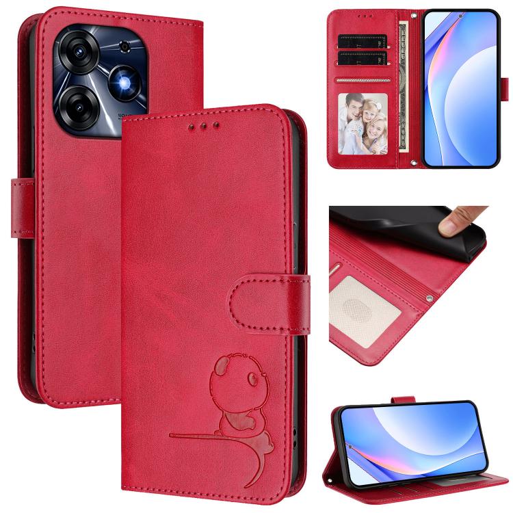 Litter Panda Embossing RFID Leather Phone Case with Lanyard, For Tecno Camon 20 / 20 Pro 4G, For Tecno Spark 10 5G, For Tecno Spark 10C / 10 4G, For Tecno Spark 10 Pro 4G / K17 4G, For Tecno Camon 19 / 19 Pro 5G, For Tecno Pova 4 Pro, For Tecno Pova 4 ...