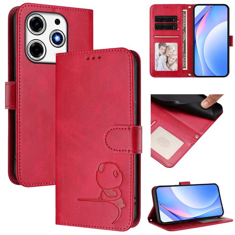 Litter Panda Embossing RFID Leather Phone Case with Lanyard, For Tecno Spark 20 Pro 5G, For Tecno Pop 6C / itel A18, For Tecno Spark 10 Pro Magic, For Tecno Pova 6 4G, For Tecno Pova 6 5G / Pova 6 Pro 5G, For Tecno Camon 30 Pro 5G                      ...