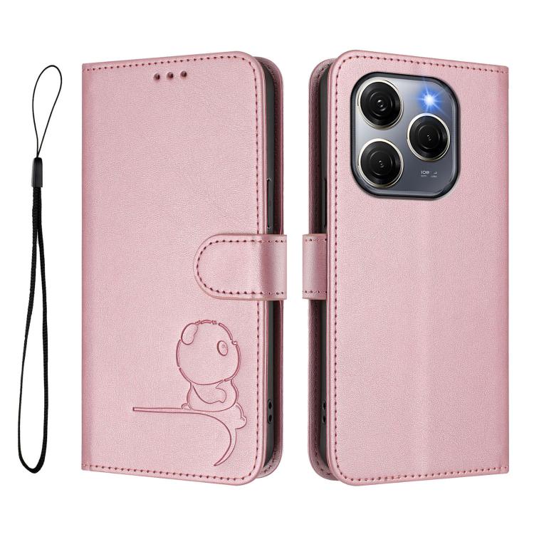 Litter Panda Embossing RFID Leather Phone Case with Lanyard, For Tecno Spark 20 Pro 5G, For Tecno Pop 6C / itel A18, For Tecno Spark 10 Pro Magic, For Tecno Pova 6 4G, For Tecno Pova 6 5G / Pova 6 Pro 5G, For Tecno Camon 30 Pro 5G                      ...