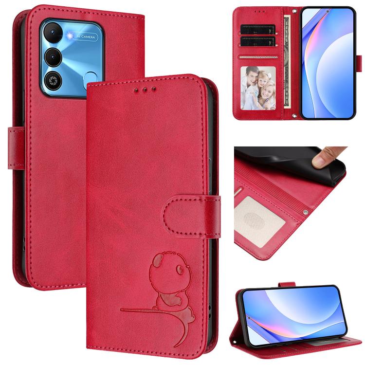 Litter Panda Embossing RFID Leather Phone Case with Lanyard, For Tecno Camon 20 / 20 Pro 4G, For Tecno Spark 10 5G, For Tecno Spark 10C / 10 4G, For Tecno Spark 10 Pro 4G / K17 4G, For Tecno Camon 19 / 19 Pro 5G, For Tecno Pova 4 Pro, For Tecno Pova 4 ...