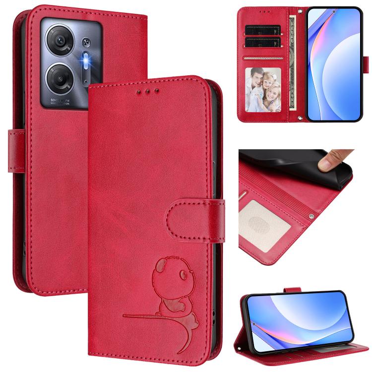 Litter Panda Embossing RFID Leather Phone Case with Lanyard, For Infinix Zero 40 4G / 5G, For Infinix Note 40X 5G, For Infinix Note 40 5G, For Infinix GT 20 Pro, For Infinix Note 40 Pro 4G / 5G, For Infinix Note 40 4G, For Infinix Hot 40 / Hot 40 Pro  ...