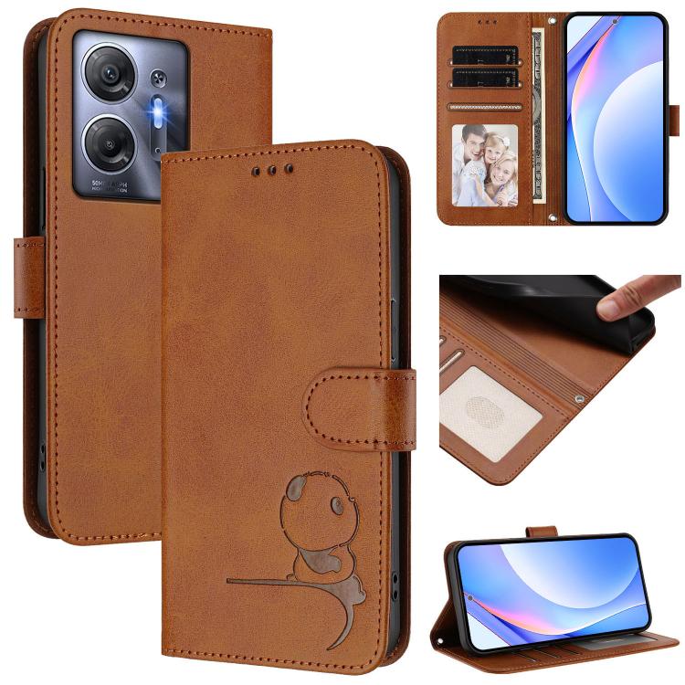 Litter Panda Embossing RFID Leather Phone Case with Lanyard, For Infinix Zero 40 4G / 5G, For Infinix Note 40X 5G, For Infinix Note 40 5G, For Infinix GT 20 Pro, For Infinix Note 40 Pro 4G / 5G, For Infinix Note 40 4G, For Infinix Hot 40 / Hot 40 Pro  ...