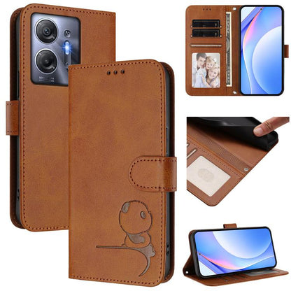 Litter Panda Embossing RFID Leather Phone Case with Lanyard, For Infinix Zero 40 4G / 5G, For Infinix Note 40X 5G, For Infinix Note 40 5G, For Infinix GT 20 Pro, For Infinix Note 40 Pro 4G / 5G, For Infinix Note 40 4G, For Infinix Hot 40 / Hot 40 Pro  ...