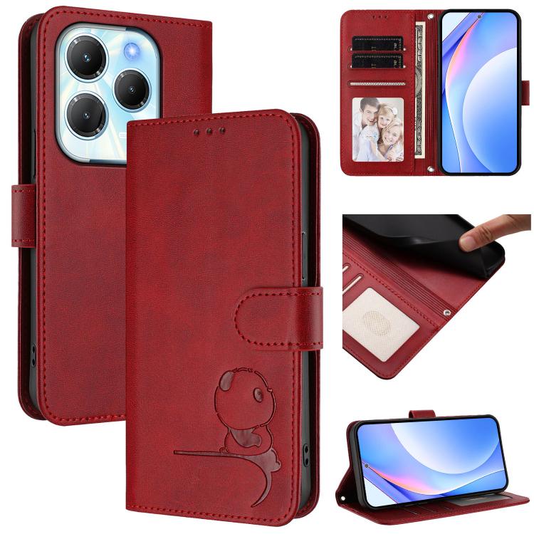 Litter Panda Embossing RFID Leather Phone Case with Lanyard, For Infinix Zero 40 4G / 5G, For Infinix Note 40X 5G, For Infinix Note 40 5G, For Infinix GT 20 Pro, For Infinix Note 40 Pro 4G / 5G, For Infinix Note 40 4G, For Infinix Hot 40 / Hot 40 Pro  ...