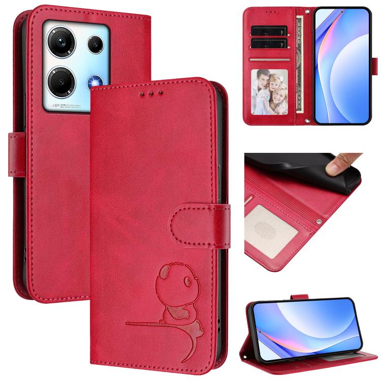 Litter Panda Embossing RFID Leather Phone Case with Lanyard, For Infinix Zero 40 4G / 5G, For Infinix Note 40X 5G, For Infinix Note 40 5G, For Infinix GT 20 Pro, For Infinix Note 40 Pro 4G / 5G, For Infinix Note 40 4G, For Infinix Hot 40 / Hot 40 Pro  ...