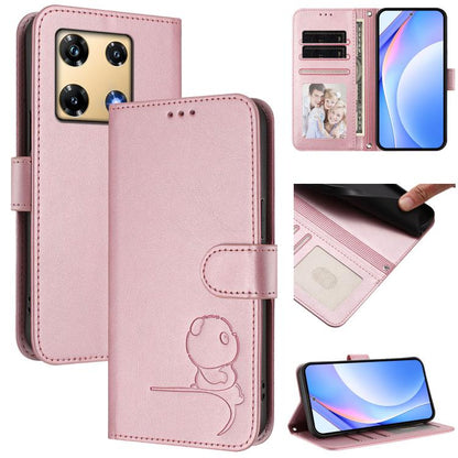 Litter Panda Embossing RFID Leather Phone Case with Lanyard, For Infinix Zero 40 4G / 5G, For Infinix Note 40X 5G, For Infinix Note 40 5G, For Infinix GT 20 Pro, For Infinix Note 40 Pro 4G / 5G, For Infinix Note 40 4G, For Infinix Hot 40 / Hot 40 Pro  ...