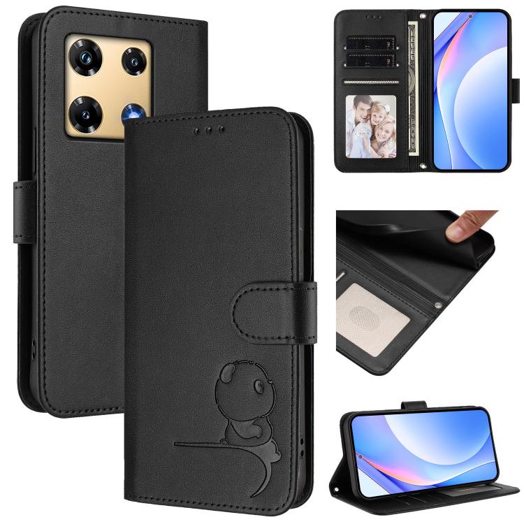Litter Panda Embossing RFID Leather Phone Case with Lanyard, For Infinix Zero 40 4G / 5G, For Infinix Note 40X 5G, For Infinix Note 40 5G, For Infinix GT 20 Pro, For Infinix Note 40 Pro 4G / 5G, For Infinix Note 40 4G, For Infinix Hot 40 / Hot 40 Pro  ...