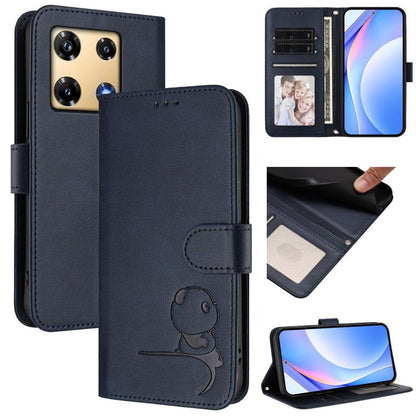 Litter Panda Embossing RFID Leather Phone Case with Lanyard, For Infinix Zero 40 4G / 5G, For Infinix Note 40X 5G, For Infinix Note 40 5G, For Infinix GT 20 Pro, For Infinix Note 40 Pro 4G / 5G, For Infinix Note 40 4G, For Infinix Hot 40 / Hot 40 Pro  ...