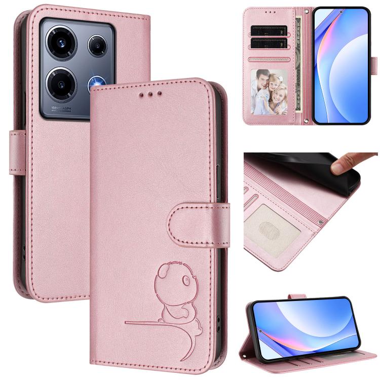 Litter Panda Embossing RFID Leather Phone Case with Lanyard, For Infinix Zero 40 4G / 5G, For Infinix Note 40X 5G, For Infinix Note 40 5G, For Infinix GT 20 Pro, For Infinix Note 40 Pro 4G / 5G, For Infinix Note 40 4G, For Infinix Hot 40 / Hot 40 Pro  ...