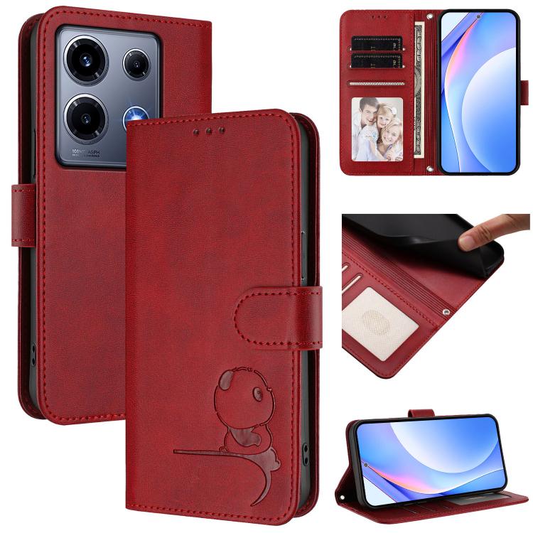Litter Panda Embossing RFID Leather Phone Case with Lanyard, For Infinix Zero 40 4G / 5G, For Infinix Note 40X 5G, For Infinix Note 40 5G, For Infinix GT 20 Pro, For Infinix Note 40 Pro 4G / 5G, For Infinix Note 40 4G, For Infinix Hot 40 / Hot 40 Pro  ...