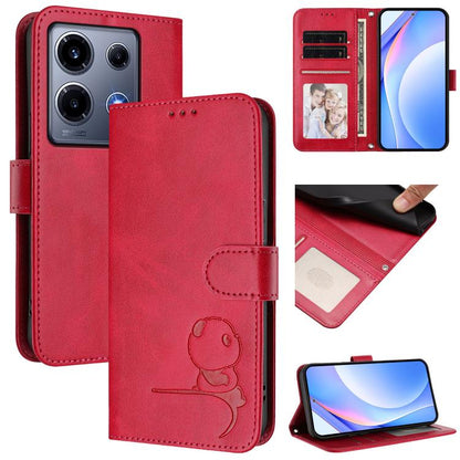 Litter Panda Embossing RFID Leather Phone Case with Lanyard, For Infinix Zero 40 4G / 5G, For Infinix Note 40X 5G, For Infinix Note 40 5G, For Infinix GT 20 Pro, For Infinix Note 40 Pro 4G / 5G, For Infinix Note 40 4G, For Infinix Hot 40 / Hot 40 Pro  ...