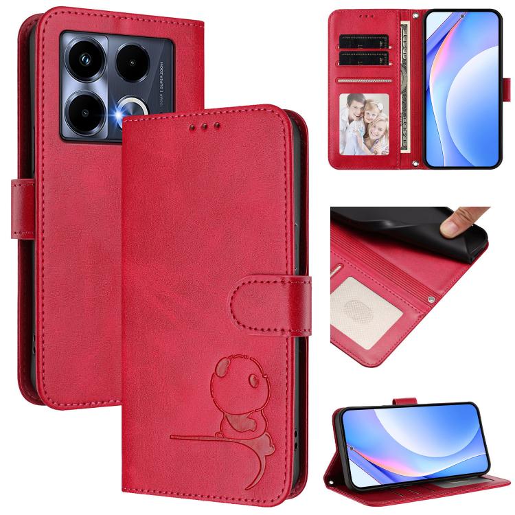 Litter Panda Embossing RFID Leather Phone Case with Lanyard, For Infinix Zero 40 4G / 5G, For Infinix Note 40X 5G, For Infinix Note 40 5G, For Infinix GT 20 Pro, For Infinix Note 40 Pro 4G / 5G, For Infinix Note 40 4G, For Infinix Hot 40 / Hot 40 Pro  ...