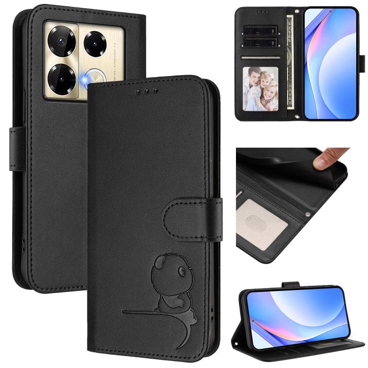 Litter Panda Embossing RFID Leather Phone Case with Lanyard, For Infinix Zero 40 4G / 5G, For Infinix Note 40X 5G, For Infinix Note 40 5G, For Infinix GT 20 Pro, For Infinix Note 40 Pro 4G / 5G, For Infinix Note 40 4G, For Infinix Hot 40 / Hot 40 Pro  ...