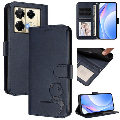 Litter Panda Embossing RFID Leather Phone Case with Lanyard, For Infinix Zero 40 4G / 5G, For Infinix Note 40X 5G, For Infinix Note 40 5G, For Infinix GT 20 Pro, For Infinix Note 40 Pro 4G / 5G, For Infinix Note 40 4G, For Infinix Hot 40 / Hot 40 Pro  ...