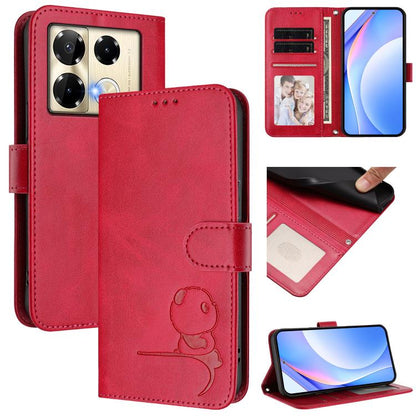 Litter Panda Embossing RFID Leather Phone Case with Lanyard, For Infinix Zero 40 4G / 5G, For Infinix Note 40X 5G, For Infinix Note 40 5G, For Infinix GT 20 Pro, For Infinix Note 40 Pro 4G / 5G, For Infinix Note 40 4G, For Infinix Hot 40 / Hot 40 Pro  ...