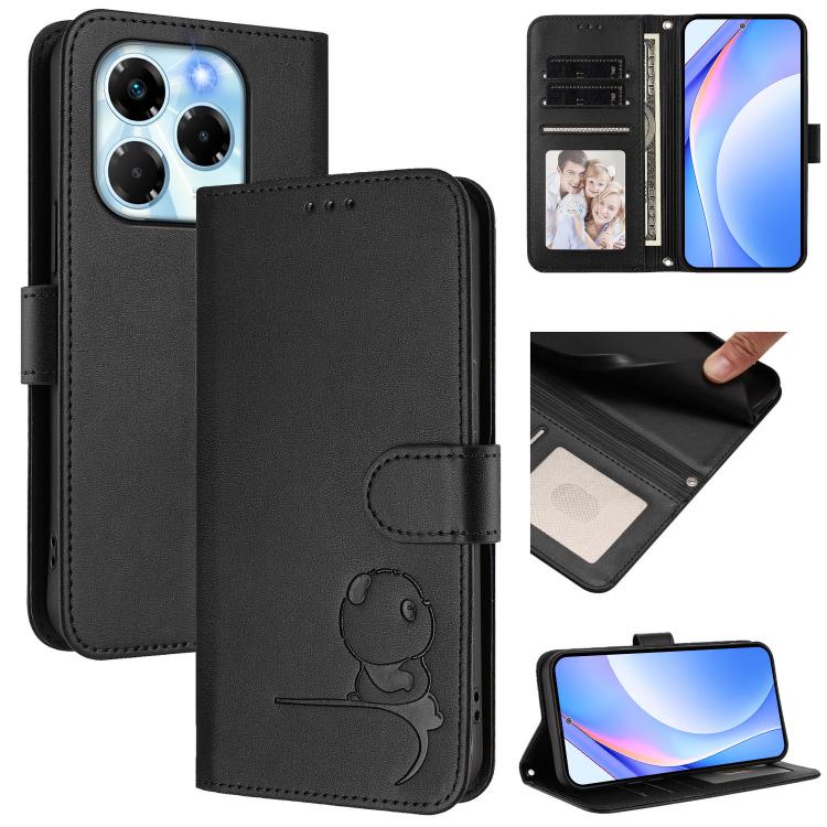 Litter Panda Embossing RFID Leather Phone Case with Lanyard, For Infinix Zero 40 4G / 5G, For Infinix Note 40X 5G, For Infinix Note 40 5G, For Infinix GT 20 Pro, For Infinix Note 40 Pro 4G / 5G, For Infinix Note 40 4G, For Infinix Hot 40 / Hot 40 Pro  ...