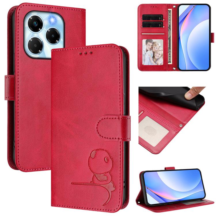 Litter Panda Embossing RFID Leather Phone Case with Lanyard, For Infinix Zero 40 4G / 5G, For Infinix Note 40X 5G, For Infinix Note 40 5G, For Infinix GT 20 Pro, For Infinix Note 40 Pro 4G / 5G, For Infinix Note 40 4G, For Infinix Hot 40 / Hot 40 Pro  ...