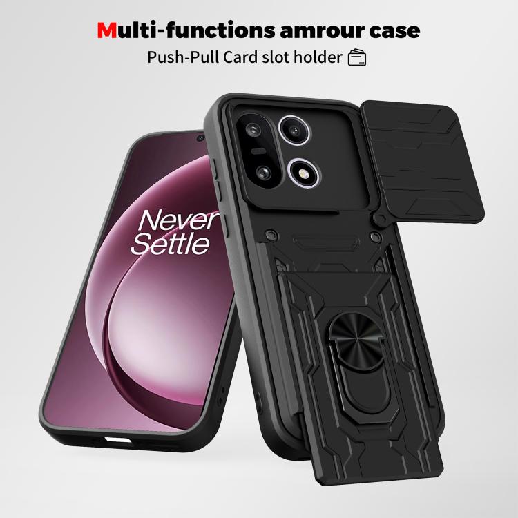 Sliding Camshield TPU+PC Phone Case with Card Slot, For OnePlus 15 5G, For OnePlus 13R 5G, For OnePlus 13 5G, For OnePlus Nord CE4 Lite