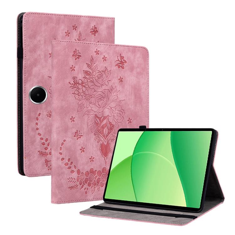 Butterfly Rose Embossed Leather Tablet Case, For OPPO Pad Mini 8.8 inch 2026, For OPPO Pad SE 11 inch