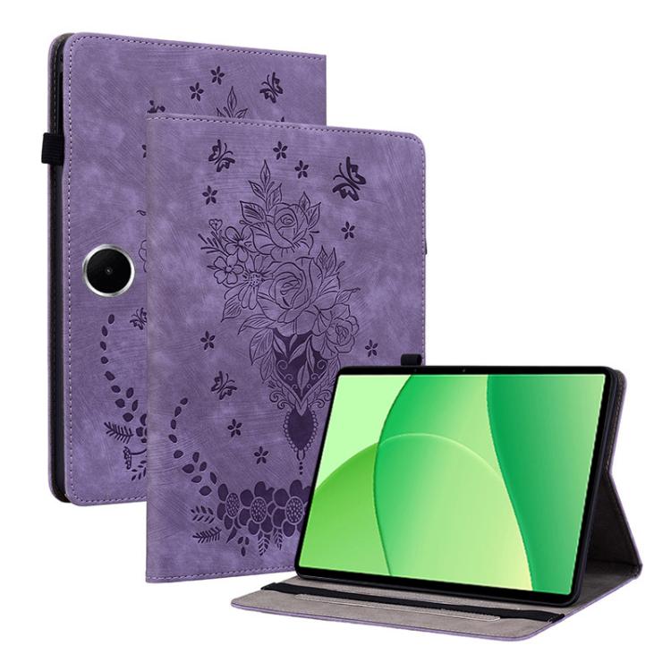 Butterfly Rose Embossed Leather Tablet Case, For OPPO Pad Mini 8.8 inch 2026, For OPPO Pad SE 11 inch