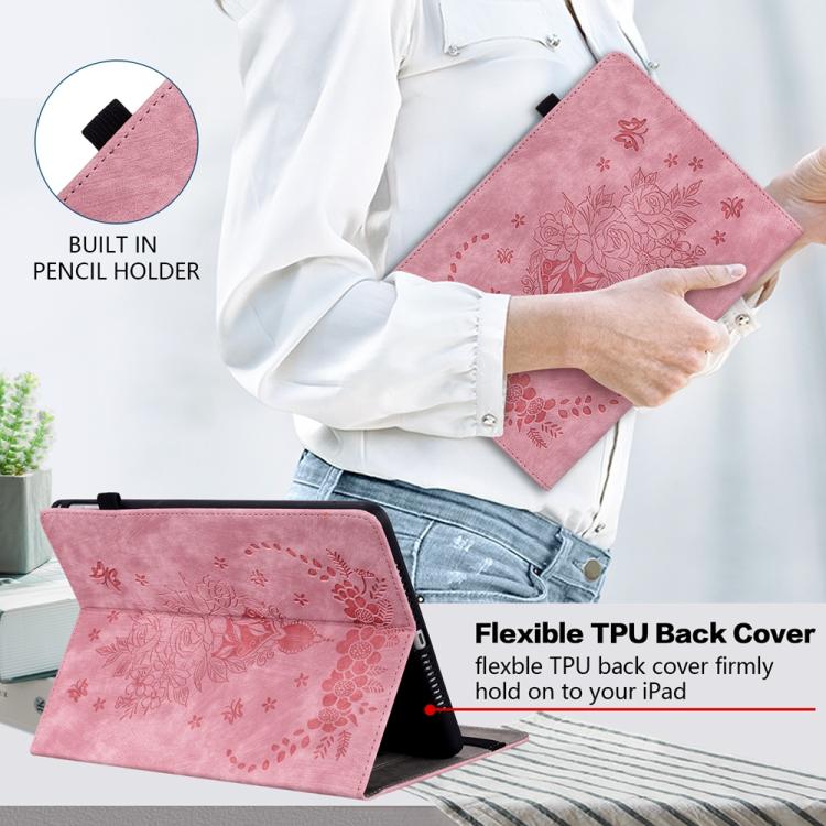 Butterfly Rose Embossed Leather Tablet Case, For OPPO Pad Mini 8.8 inch 2026, For OPPO Pad SE 11 inch